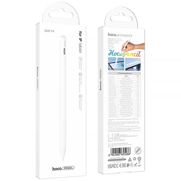 Стилус Hoco GM114 Smart Active для iPad ёмкостный алюминий белый - Фото 4 Стилус Hoco GM114 Smart Active для iPad ёмкостный алюминий белый - изображение 4