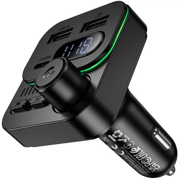 Автомобільний зарядний пристрій з FM-модулятором Borofone BC61 Ocean 45W USB та Type-C - зображення 3