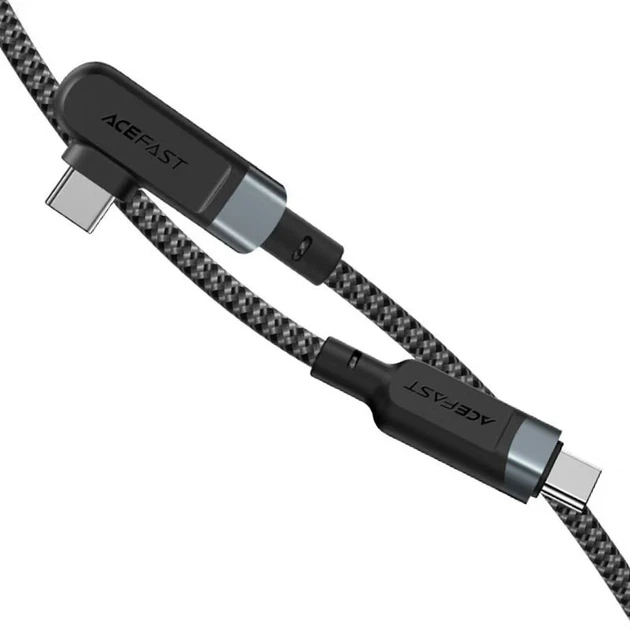 Кабель Acefast C5-03 USB-C — USB-C 100W 2 м кутовий алюмінієвий сплав чорний - зображення 2