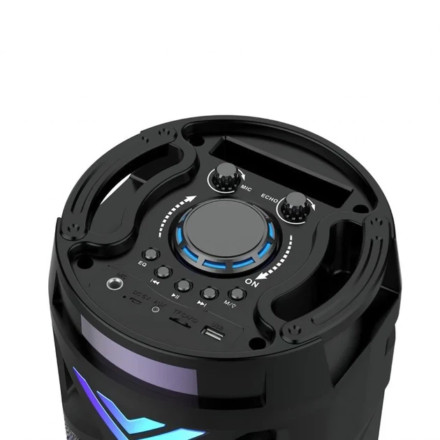 Портативна колонка ZQS6201 25W з караоке, мікрофоном і пультом, чорна - Фото 2 Портативна колонка ZQS6201 25W з караоке, мікрофоном і пультом, чорна - зображення 2
