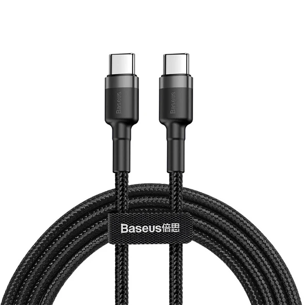 Кабель Baseus Cafule Type-C — Type-C PD 60W 3A 2 м в нейлоновой оплетке - Фото 1 Кабель Baseus Cafule Type-C — Type-C PD 60W 3A 2 м в нейлоновой оплетке - изображение 1
