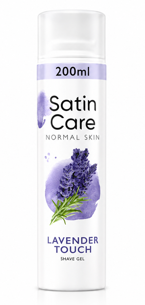 Гель для бритья Gillette Satin Care Normal Skin Lavender Touch, 200 мл - Фото 1 Гель для бритья Gillette Satin Care Normal Skin Lavender Touch, 200 мл - изображение 1
