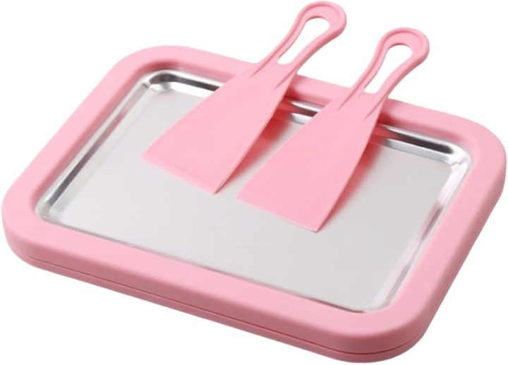 Апарат для приготування смаженого рол-морозива та замороженого йогурту 26х21 см з 2 лопатками Рожевий - зображення 8