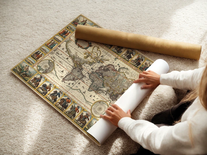 Постер Стародавня карта Землі, Earth Ancient Map, географія, історія, інтер'єрний декор, A0 86×106 см (id3028) - зображення 3