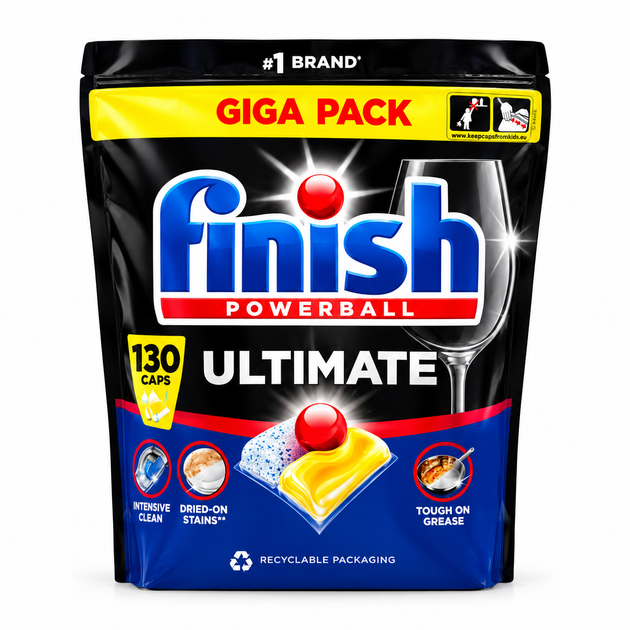Капсули для посудомийної машини Finish Powerball Ultimate, 130 шт., Giga Pack - Фото 1 Капсули для посудомийної машини Finish Powerball Ultimate, 130 шт., Giga Pack - зображення 1