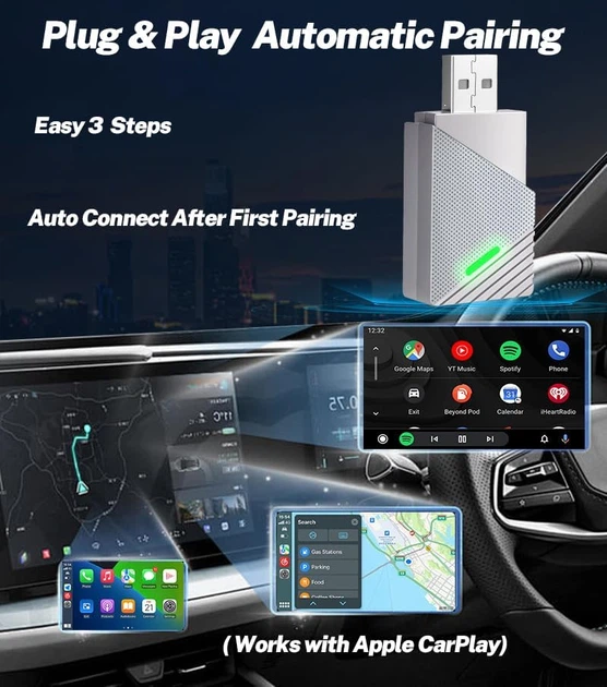 Беспроводной адаптер Efilerup CarPlay для iPhone с автоматическим подключением - изображение 2