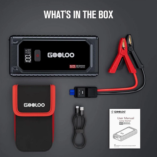 Пускозарядний пристрій Gooloo GE3000, 10000 mAh (Jump Starter, бустер для авто) - зображення 5