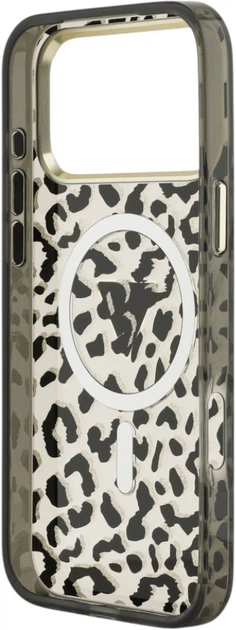 Etui Guess IML Leopard Glitter Triangle Logo MagSafe do iPhone 18 Pro Max / 17 Pro Max czarne (GUE005628) - obraz 7