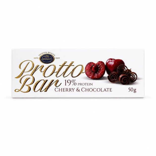 Протеиновый батончик Protto Bar Cherry & Chocolate Amanti, 50 г - Фото 1 Протеиновый батончик Protto Bar Cherry & Chocolate Amanti, 50 г - изображение 1