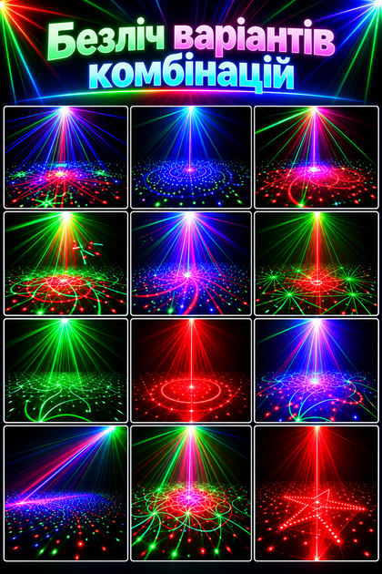 Лазерная диско-установка 3-в-1 Party Light с Bluetooth-колонкой, стробоскопом, реакцией на звук, пультом управления и TF/microSD - изображение 3