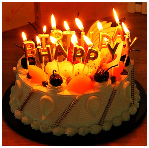 Свечи для торта парафиновые разноцветные высота 5 см в наборе 4 шт Буквы Happy Birthday SQ-26095 - изображение 4