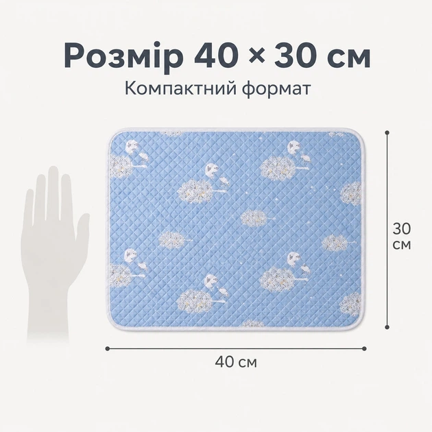 Многоразовая тренировочная пеленка для собак и котов, 40×30 см, голубая снежинки - Фото 2 Многоразовая тренировочная пеленка для собак и котов, 40×30 см, голубая снежинки - изображение 2