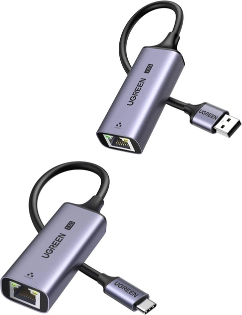 Адаптер UGREEN USB C - Ethernet 2.5G для ноутбука, алюмінієвий, комплект з USB - Ethernet RTL8156BG - Фото 1 Адаптер UGREEN USB C - Ethernet 2.5G для ноутбука, алюмінієвий, комплект з USB - Ethernet RTL8156BG - зображення 1