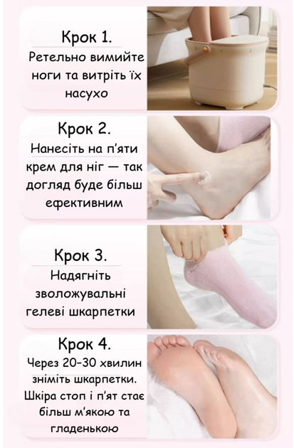 Гелевые увлажняющие носки для пяток многоразовые 22×9,5 см 1 пара розовые 29871 - Фото 6 Гелевые увлажняющие носки для пяток многоразовые 22×9,5 см 1 пара розовые 29871 - изображение 6