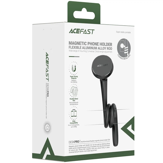 Магнитный держатель для телефона Acefast E36 flexible, крепление на липучку, чёрный - изображение 2