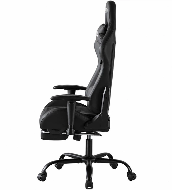 Кресло геймерское Bonro 1002G-1 черное из экокожи с выдвижной подставкой для ног и подушками (125-76-42401214) - изображение 5