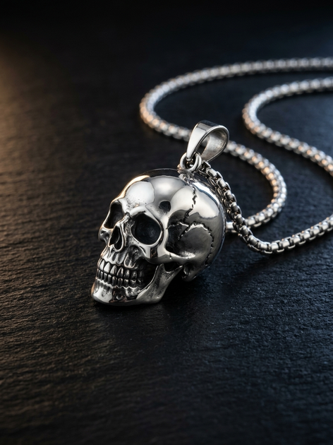 Кулон череп на цепочке SteelSkull unisex из медицинской стали - изображение 5