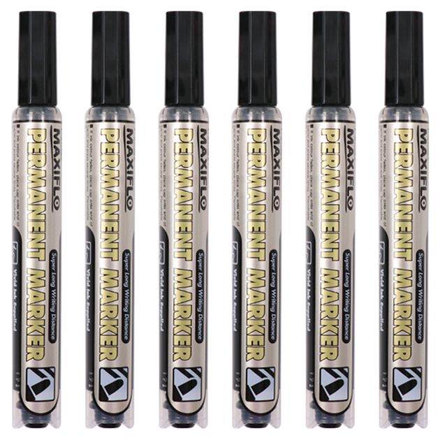 Маркер Pentel Direct Liquid Back-Pressure на масляній основі, ручка з рідким чорнилом та великим наконечником, що швидко висихає та має круглий наконечник NLF50, чорний, упаковка з 6 штук - Фото 4 Маркер Pentel Direct Liquid Back-Pressure на масляній основі, ручка з рідким чорнилом та великим наконечником, що швидко висихає та має круглий наконечник NLF50, чорний, упаковка з 6 штук - зображення 4