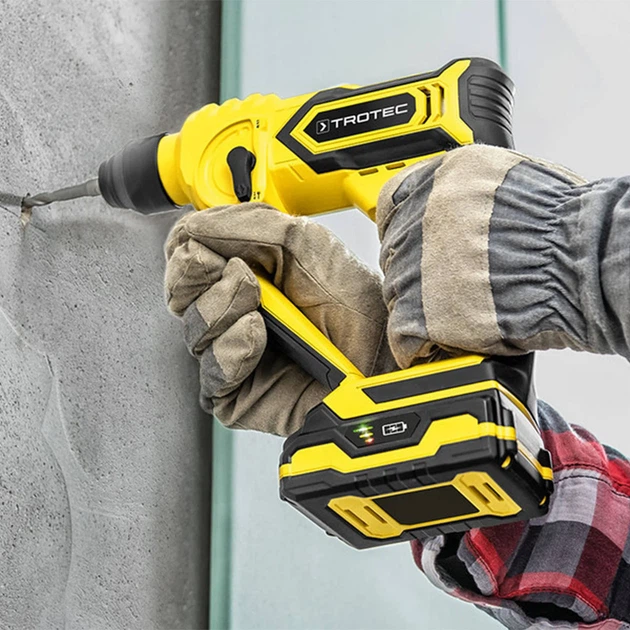 Перфоратор акумуляторний Trotec 20V 2Аг 1,6 кг Жовтий - зображення 8