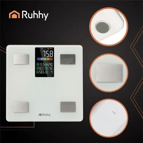 Умные весы анализаторы состава тела Ruhhy 20676 до 226 кг с Bluetooth и приложением Feelfit стеклянные для дома Белые - изображение 7