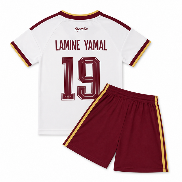 Детская футбольная форма Ламин Ямаль Lamine Yamal сборная Испании сезон 2026-2027 (Номер 19). Размер 26 (на рост 135-145см) Вышитые эмблемы. Футболка + шорты. - изображение 2