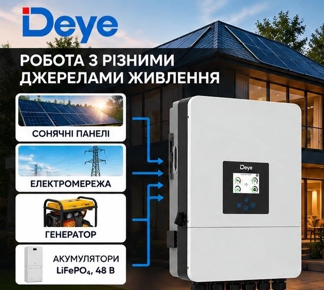 Гибридный инвертор DEYE 10 квт 3 ф | DEYE SUN-10K-SG05LP3-EU-SM2 | трехфазный - изображение 2