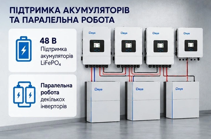 Гібридний інвертор DEYE 10 квт 1 ф | DEYE SUN-10K-SG02LP1-EU-AM3 | однофазний - зображення 4