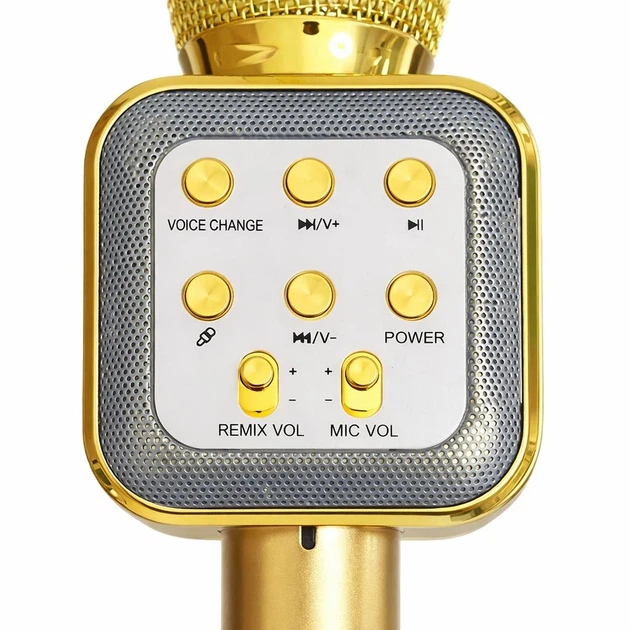Бездротовий мікрофон – колонка для караоке з вбудованим динаміком DM WS1818 Bluetooth Золотистий - изображение 3