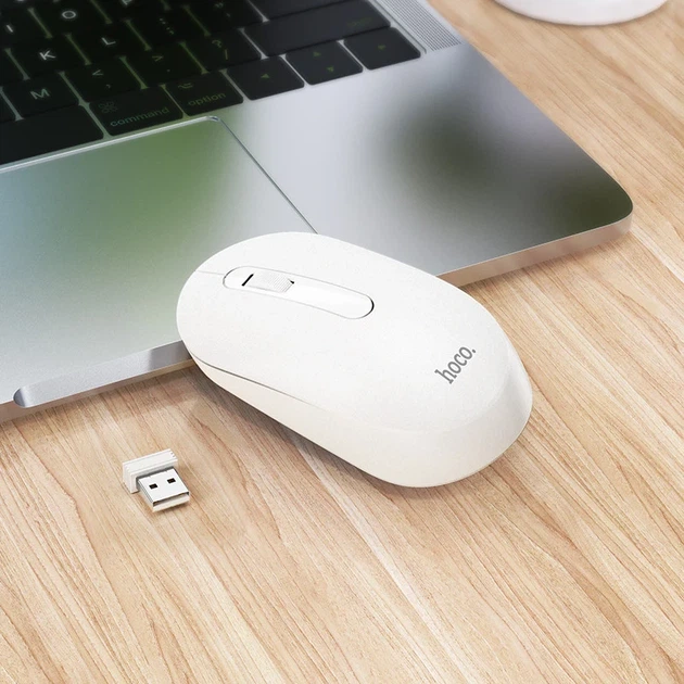 Мышь беспроводная Hoco GM14 Platinum Bluetooth 4.2 и 2.4G 1200 dpi белая - изображение 3
