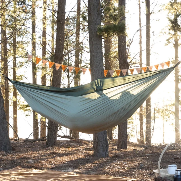 Гамак туристический Naturehike NH21DC011 двухместный 290х180 см, эпонж 340T, бело-зеленый - изображение 2