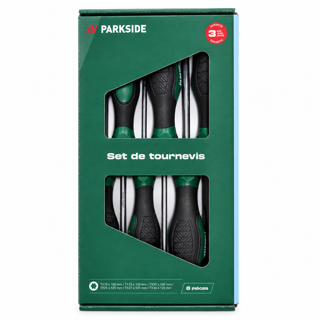 Набор отверток Torx PARKSIDE, 6 шт, TX10–TX30, магнитные наконечники - изображение 2