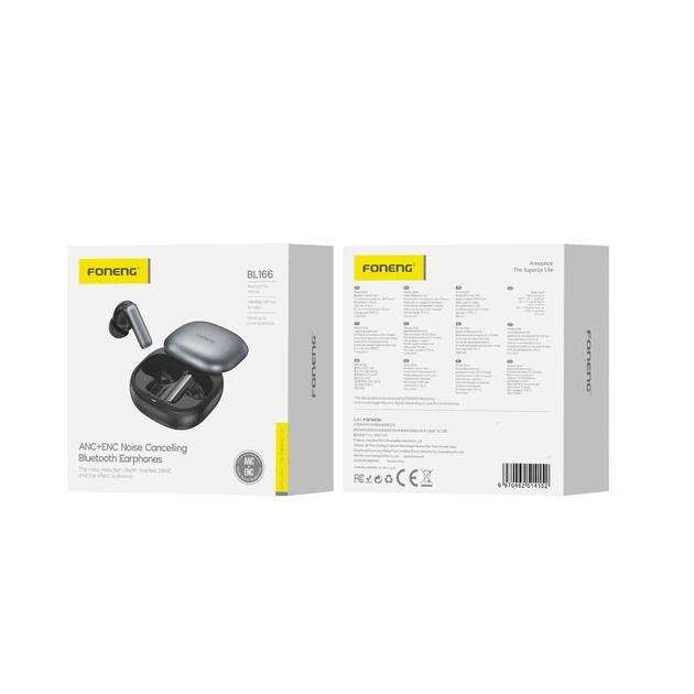 Наушники Foneng BL166 Sliding-Lid ANC+ENC Noise Canceling TWS Earphone Gray - Фото 2 Наушники Foneng BL166 Sliding-Lid ANC+ENC Noise Canceling TWS Earphone Gray - изображение 2