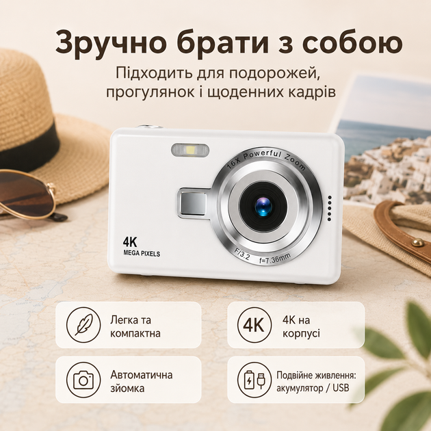 Портативная цифровая камера с автоматическим режимом съемки и USB-питание - Фото 2 Портативная цифровая камера с автоматическим режимом съемки и USB-питание - изображение 2