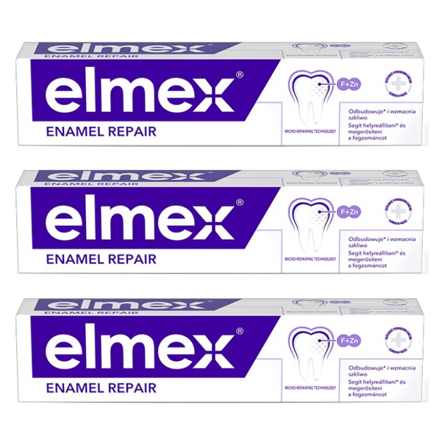Zestaw past do zębów Elmex Opti-namel Daily Repair Trio z fluorem 3 x 75 ml (8590232001170) - Zdjęcie 1 Zestaw past do zębów Elmex Opti-namel Daily Repair Trio z fluorem 3 x 75 ml (8590232001170) - obraz 1