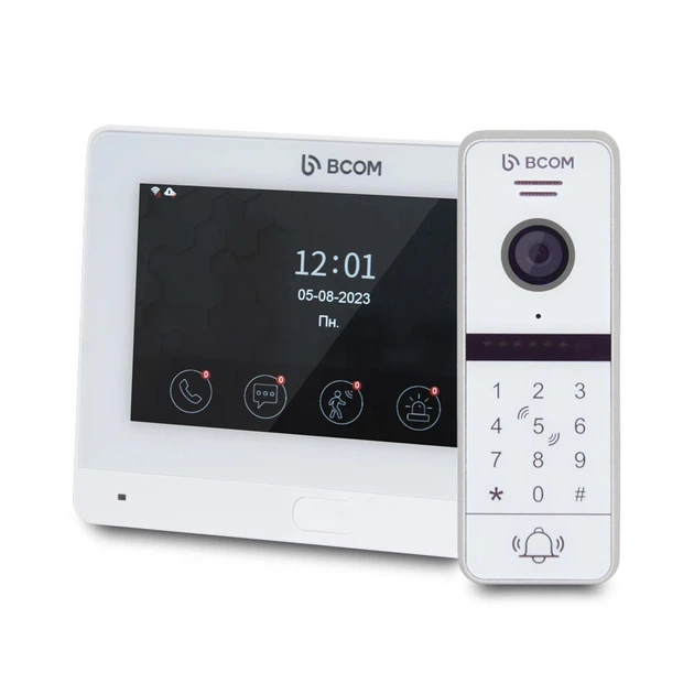 Комплект Wi-Fi видеодомофона 7" BCOM BD-760FHD/T White с поддержкой Tuya Smart + BT-400HD-AC White - Фото 1 Комплект Wi-Fi видеодомофона 7" BCOM BD-760FHD/T White с поддержкой Tuya Smart + BT-400HD-AC White - изображение 1