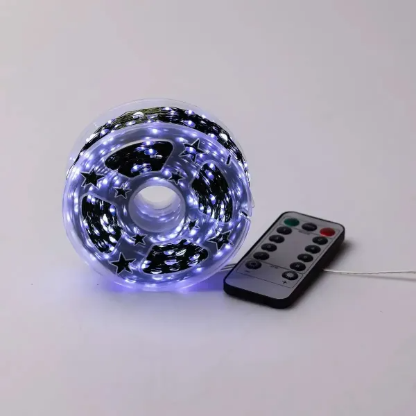 Гирлянда нить роса на зеленой проволоке, 100 метров, 1000 LED, Холодный Белый - Фото 2 Гирлянда нить роса на зеленой проволоке, 100 метров, 1000 LED, Холодный Белый - изображение 2