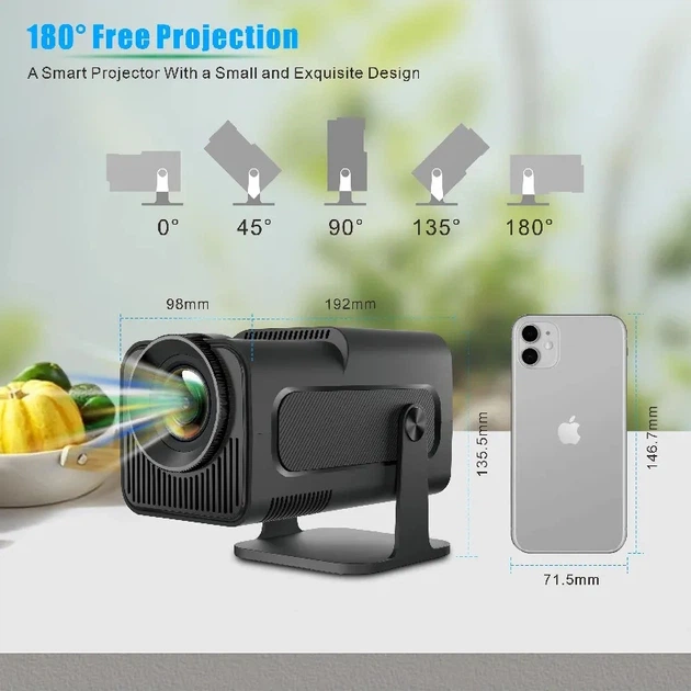 Проектор AGN HY320 LED projector FullHD 300AL 16:9 H726 1G/8G Android 14 HDMI WiFi BT5.0 Grey (AGN-HY320) - зображення 8