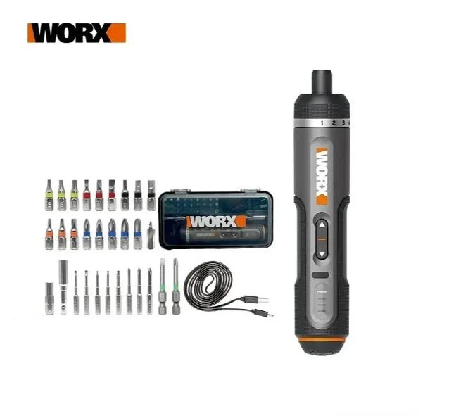 Акумуляторна викрутка Worx WX242 4V 2 А·год | 30 насадок | 7 режимів крутного моменту | USB Type-C | Кейс - зображення 2