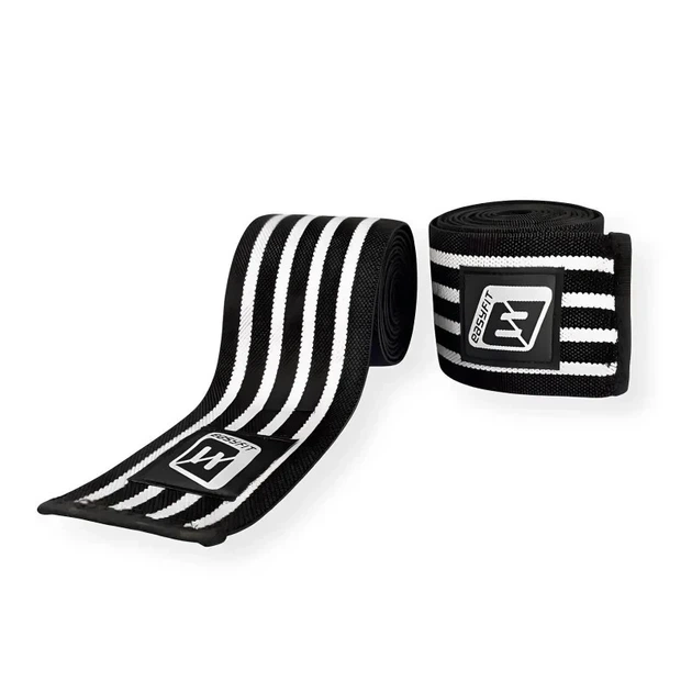 Бинти для присідань EasyFit EF-0065-GY еластичні 200 см фіксатор колінного суглоба чорно-білі - Фото 1 Бинти для присідань EasyFit EF-0065-GY еластичні 200 см фіксатор колінного суглоба чорно-білі - зображення 1