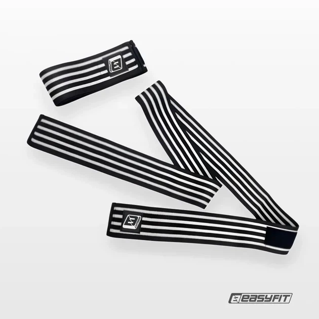 Бинти для присідань EasyFit EF-0065-GY еластичні 200 см фіксатор колінного суглоба чорно-білі - Фото 3 Бинти для присідань EasyFit EF-0065-GY еластичні 200 см фіксатор колінного суглоба чорно-білі - зображення 3
