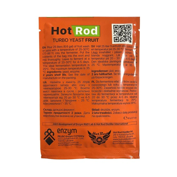 Спиртові турбо дріжджі для фруктових браг і дистилят 60 г 25 л Hot Rod MC-10369 - зображення 2