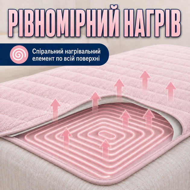 Электропростынь Termosoft теплая простынь с подогревом ambion 120*160 полуторка байка Розовый - изображение 3