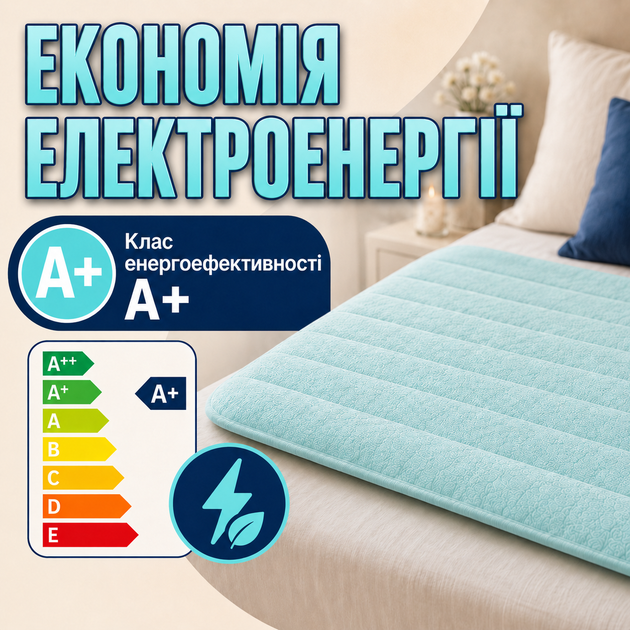 Электропростынь Termosoft теплая простынь с подогревом ambion 120*160 полуторка байка Голубой - изображение 8