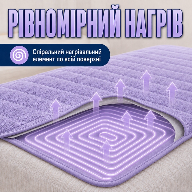 Электропростынь Termosoft теплая простынь с подогревом ambion 120*160 полуторка байка Фиолетовый - изображение 3