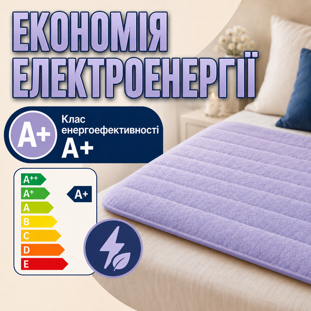 Электропростынь Termosoft теплая простынь с подогревом ambion 120*160 полуторка байка Фиолетовый - изображение 8