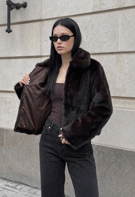 Жіноча Шуба Стаф Темно-коричнева З Блискавкою Зимова Staff Wi Zip Dark Brown S (404389) - зображення 3