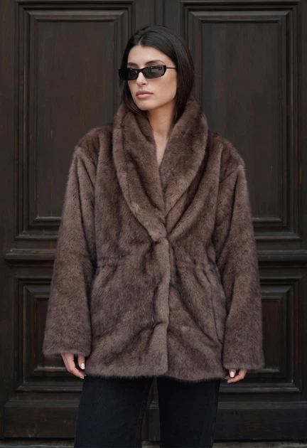 Жіноча Шуба Стаф Коричнева Штучна Шкіра Елегантна Staff Pu Brown XS (404394) - Фото 1 Жіноча Шуба Стаф Коричнева Штучна Шкіра Елегантна Staff Pu Brown XS (404394) - зображення 1