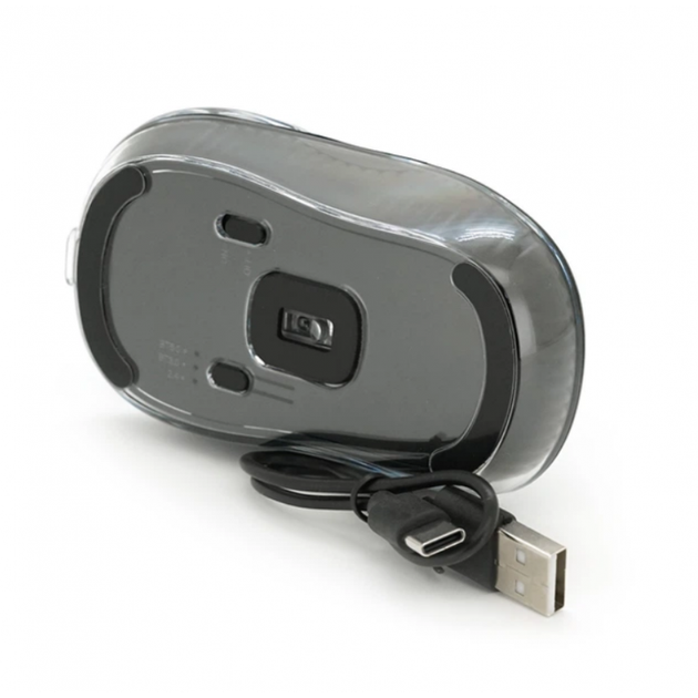 Мышь беспроводная аккумуляторная с USB адаптером высокочувствительным оптическим сенсором 10 м 300 мАч (484519-Prob) Прозрачная - изображение 4