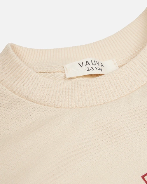 Костюм свитшот с надписью vauva 2019 и юбка со складками Vauva бежевый для девочки 5-6 лет 110-116 см (000001780/05) - изображение 5