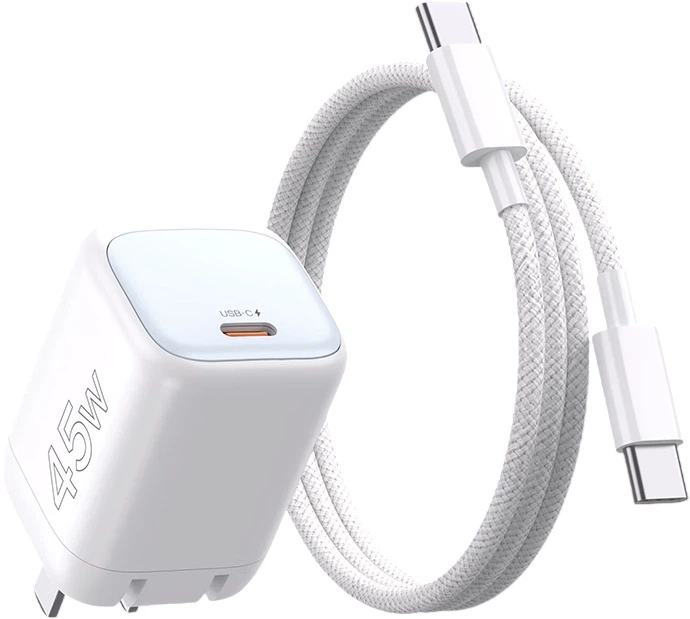 Комплект Зарядное устройство 45W USB-C + Кабель USB-C - USB-C 1 м (JK05) - Фото 1 Комплект Зарядное устройство 45W USB-C + Кабель USB-C - USB-C 1 м (JK05) - изображение 1